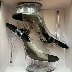 Pleaser Delight 608 in Clear/Black